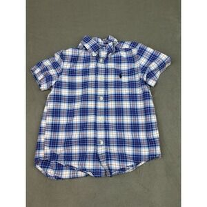Polo‎ Ralph Lauren Shirt Boys 5 Blue Gingham Plaid Lightweight Preppy Academia